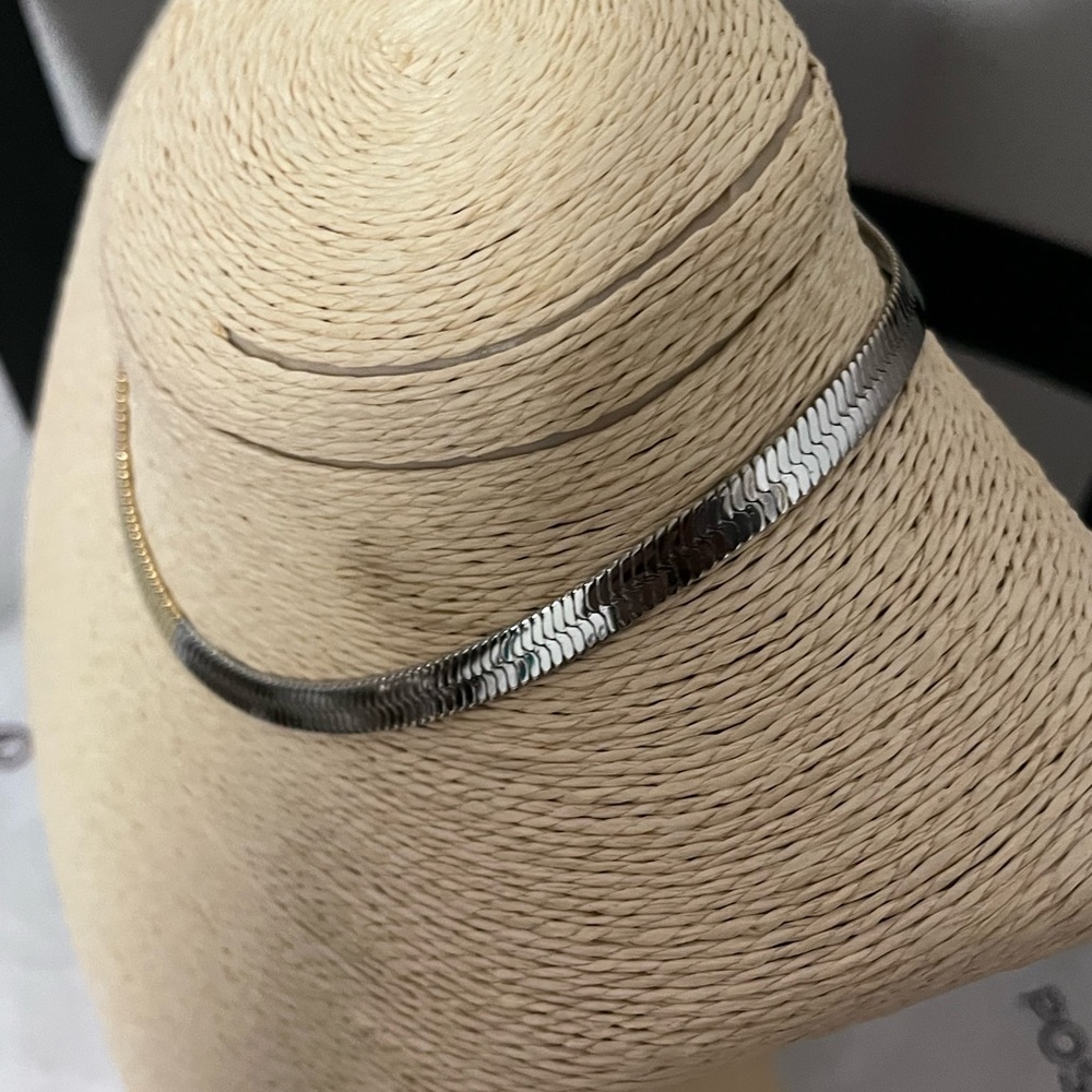 Adornia NWT AUTHENTIC 14K Gold-Plated & White Rhodium Herringbone Necklace. - Picture 11 of 15